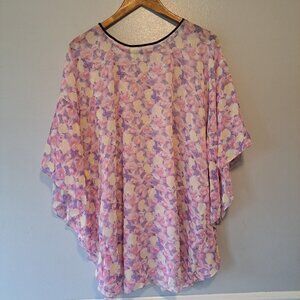 Tamsy Semi Sheer Floral Women Pullover Blouse Kimono One Size Usa Germany‎